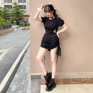 Đầm body khoét eo rút dây