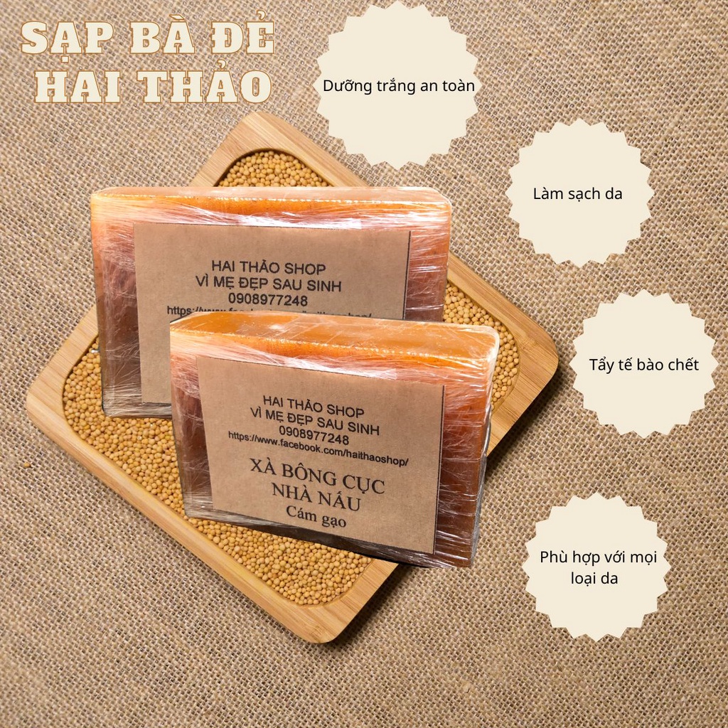 Xà phòng xơ mướp tắm tẩy sạch da và cung cấp dưỡng ẩm cho da. Sạp bà đẻ Hai Thảo