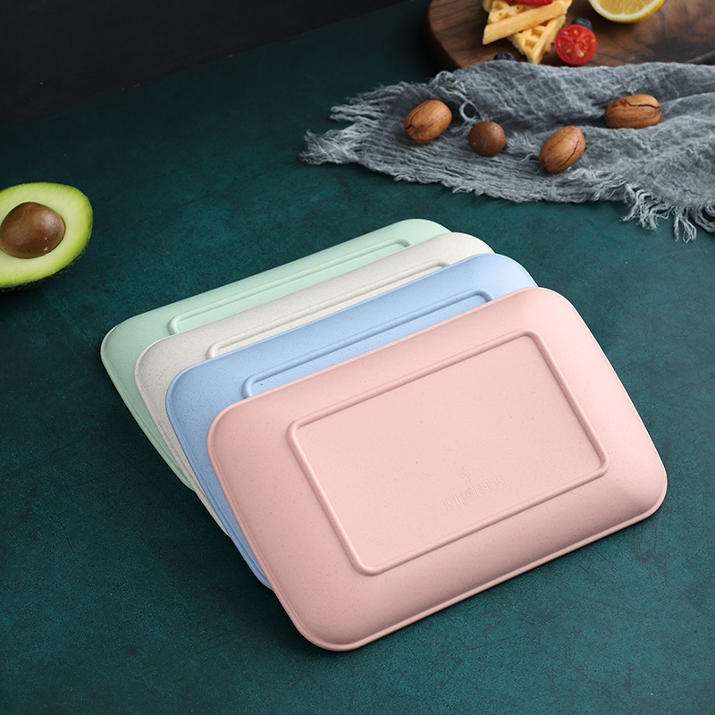 Đĩa Đựng Thức Ăn/Salad/Salad/Món Tráng Miệng Hình Chữ Nhật Bằng Rơm Lúa Mì Sáng Tạo 5 Màu Tùy Chọn Cho Nhà Bếp