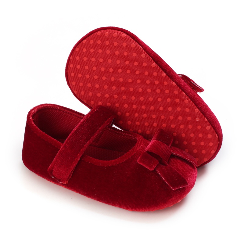 Giày nhung thắt nơ kiểu dáng công chúa dùng cho trẻ nhỏ