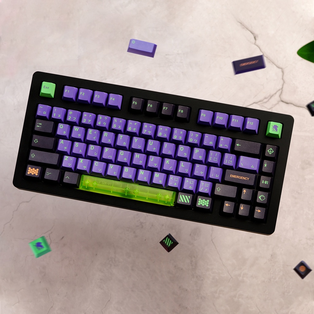 EVA Mecha-01 Keycap, 134 phím PBT Keycaps Cherry Profile DYE-SUB EVA Nhật Bản Keycap cho bàn phím cơ chơi game, bàn phím cơ