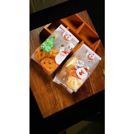 Set 10 túi nhám đựng bánh giáng sinh, xmas hình ông già Noel size 8.5 x 22 x 6 cm