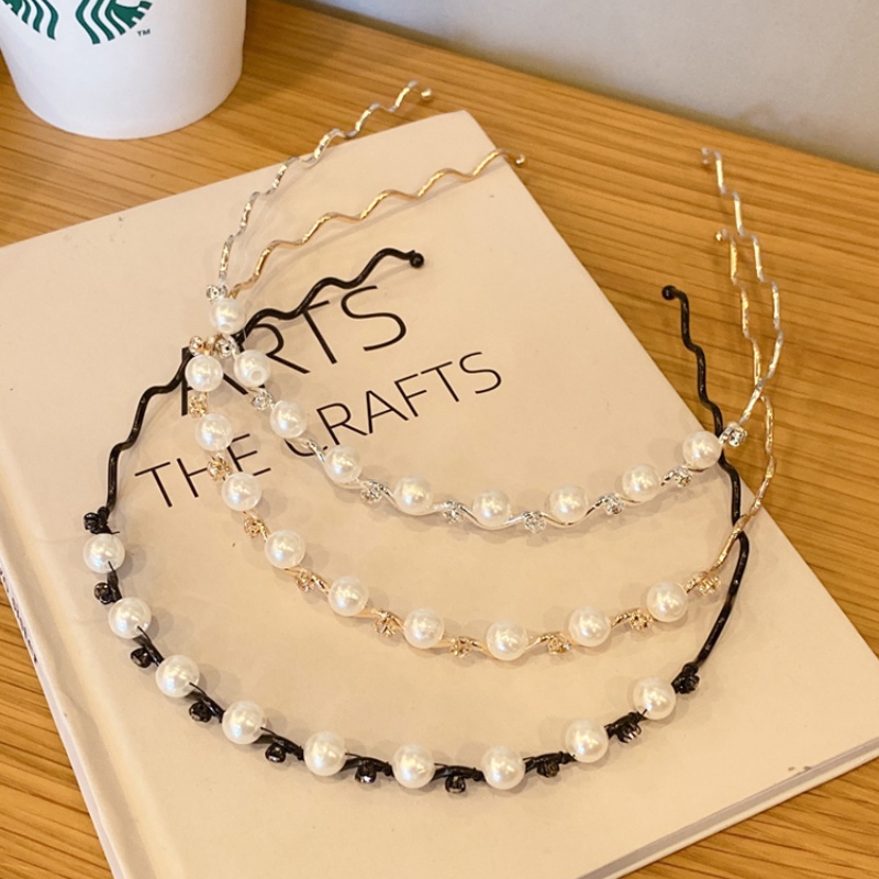 Băng đô cài tóc đính ngọc trai đơn giản phong cách Hàn Quốc mới