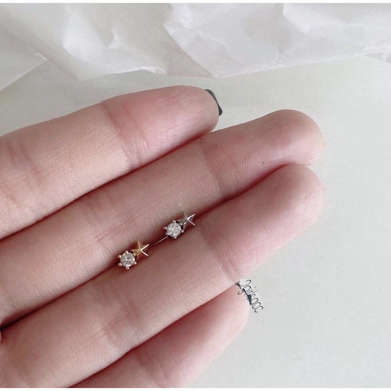 1 CHIẾC Bông tai THÉP Y tế đính đá