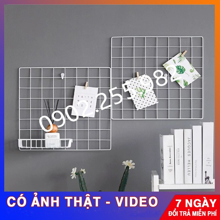 Combo hai khung lưới  35 x35cm + 6 đinh 3 chân + 1 đèn led trang trí+ 10 kẹp gỗ+dây cói