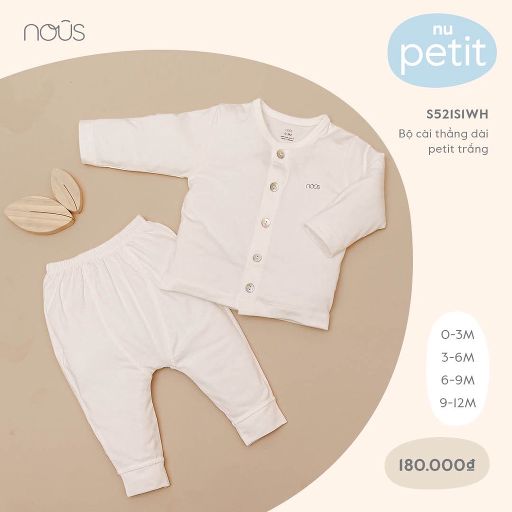 Nous Bộ Quần Áo Cài Thẳng Dài Chất Liệu Petit, Mềm Mịn, Kháng Khuẩn