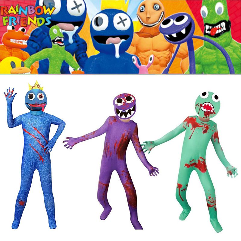 Roblox cosplay Rainbow Friends Cosplay Costume Kids Adult Jumpsuit Mask Suit Halloween gift