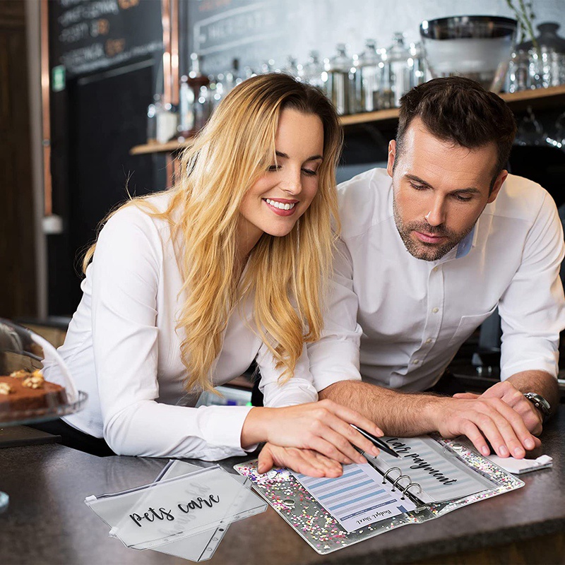 Sổ tay A6 kèm vỏ bọc bằng PVC chống thấm nước có 6 vòng nhẫn tiện dụng