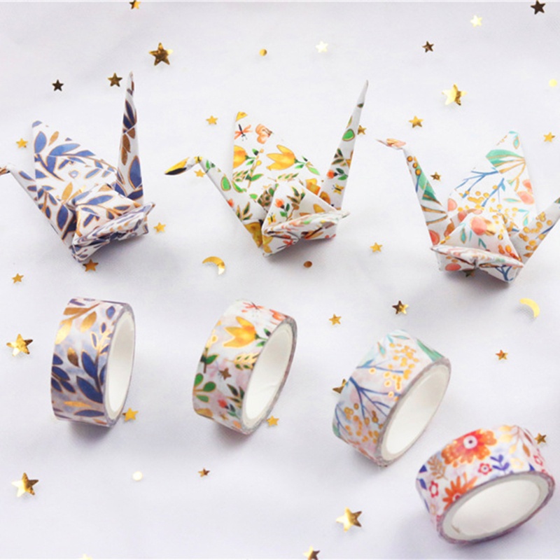 Set 18 Cuộn Băng Dính Lá Vàng Trang Trí Sổ Tay
