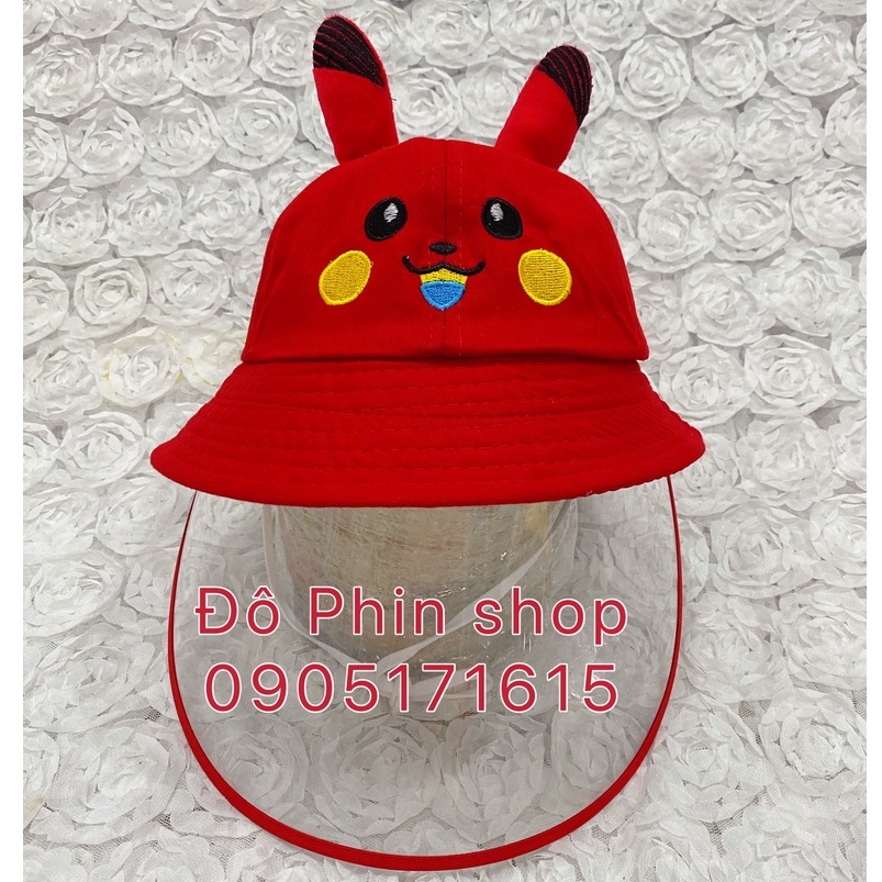 [Bé 2-6 tuổi] Mũ bucket vành chống giọt bắn trẻ em, vòng đầu 51cm, tấm chắn có thể tháo rời, chất mát, có dây quai nón