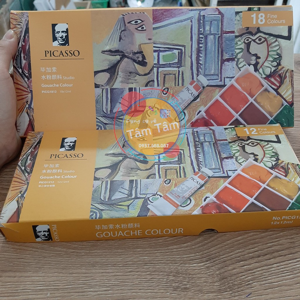 [ TÂM TÂM ]-Màu Gouache Picasso dung tích 12ml, Picasso Gouache Colour-