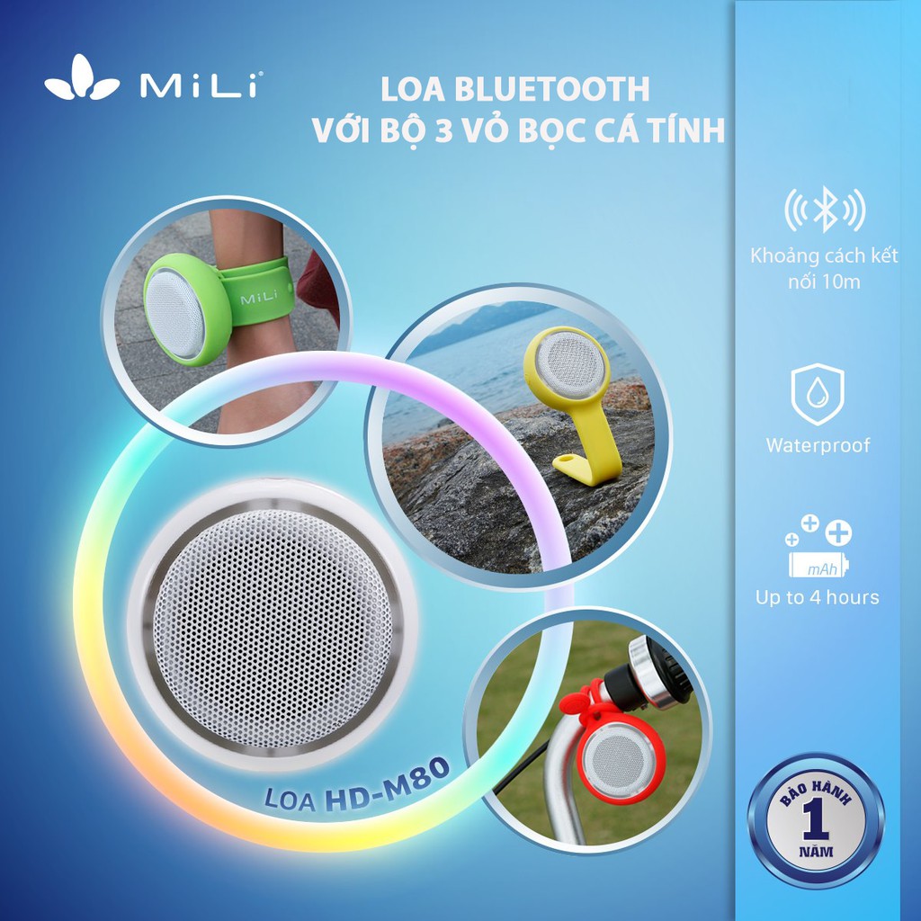 [Mã ELTECHZONE giảm 5% đơn 500K] Loa Bluetooth MiLi SoundMate với bộ 3 vỏ thay khác nhau- HD-M80 màu trắng