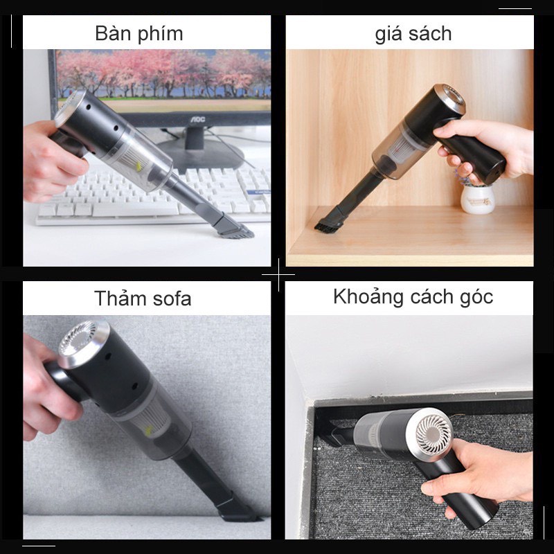 Máy Hút Bụi Cầm Tay Mini Thông Minh 3 In 1 Cao Cấp Thế Hệ Mới, Máy Hút Bụi Mini Giường Nệm Không Dây Lực Hút Cực Mạnh