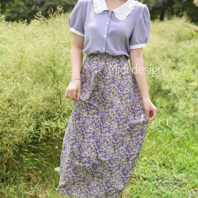 sét áo với chân váy hoa dài