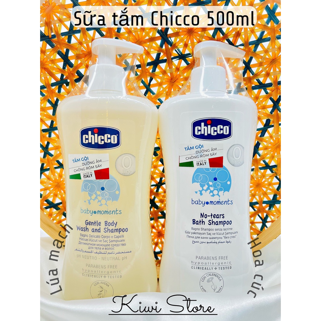 Sữa tắm gội Chicco chai 200ml/500ml cho bé từ 0m+ (Date 2024)