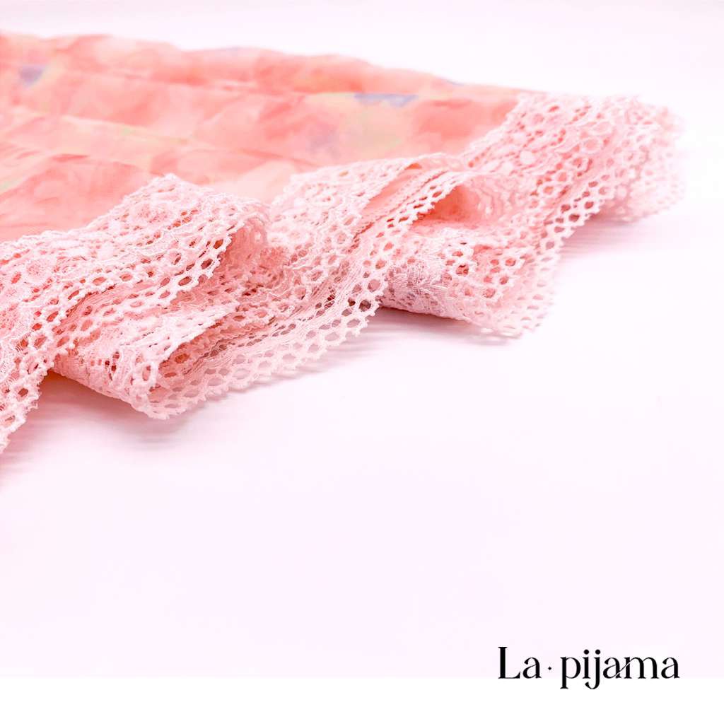 Váy Ngủ Họa Tiết Hoa Viền Ren Sexy La pijama LSL07