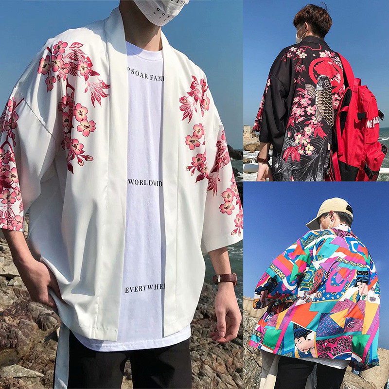 SALE Áo khoác lửng kiểu áo kimono dành cho nam .