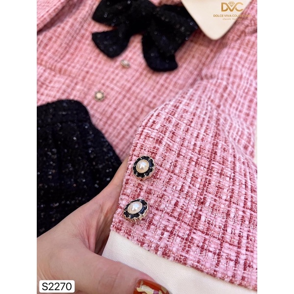 Set Áo dạ hồng kèm chân váy dạ đen - DVC2270 | BigBuy360 - bigbuy360.vn