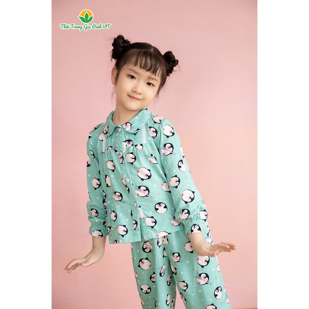 Bộ đồ pijama lanh quần dài, áo dài bé gái B70.2106 - Thời Trang Gia Đình VT