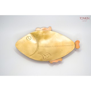 Đĩa hình con cá bằng đồng thủ công, đĩa chụp ảnh decor, đĩa trang trí