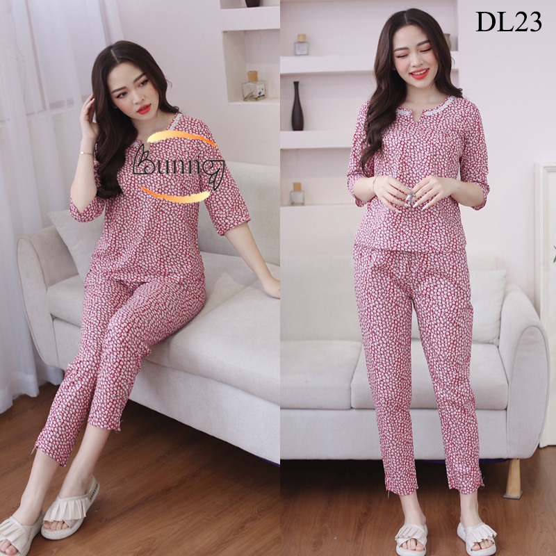 QUẦN ÁO NỮ MẶC NHÀ TAY DÀI QUẦN DÀI, CỔ V KIỂU DÁNG NHẸ NHÀNG CHẤT LIỆU KATE HÀN MỀM MÁT