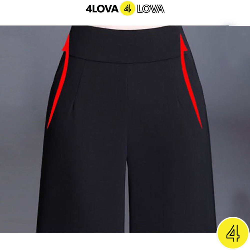 Quần tây ống rộng nữ dáng suông công sở basic 4LOVA Culottes dài khóa sườn cạp cao tôn dáng EVA030