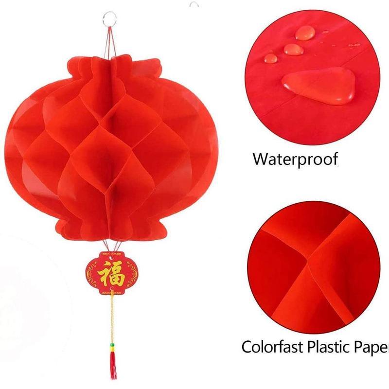 Lồng Đèn Giấy Nhựa 35cm X7L9 Họa Tiết Tổ Ong Trang Trí Năm Mới
