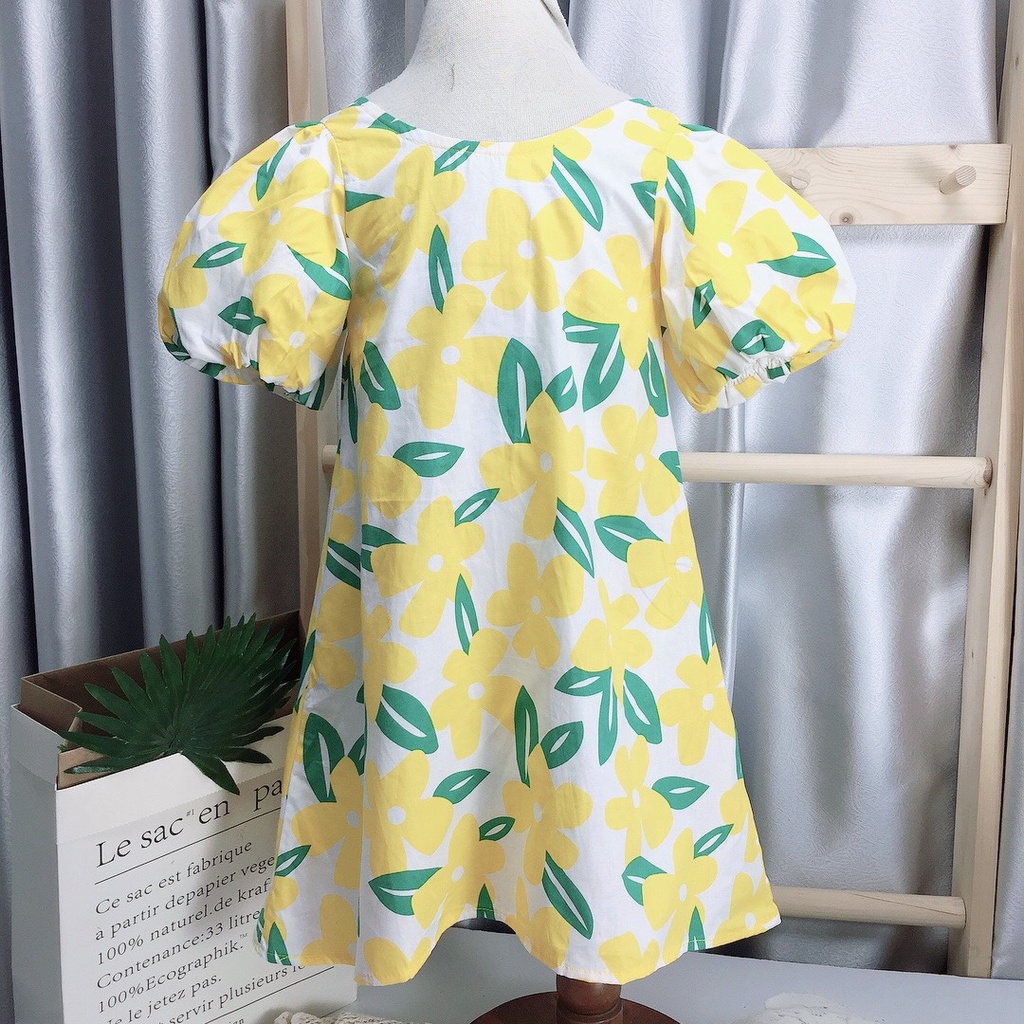 Váy Cho Bé Gái Hml (12-42KG) Chất Thô Hàn Suông Tay Phồng Mềm Mát, Đầm Bé Gái Size Đại 1-10 Tuổi Mã A26