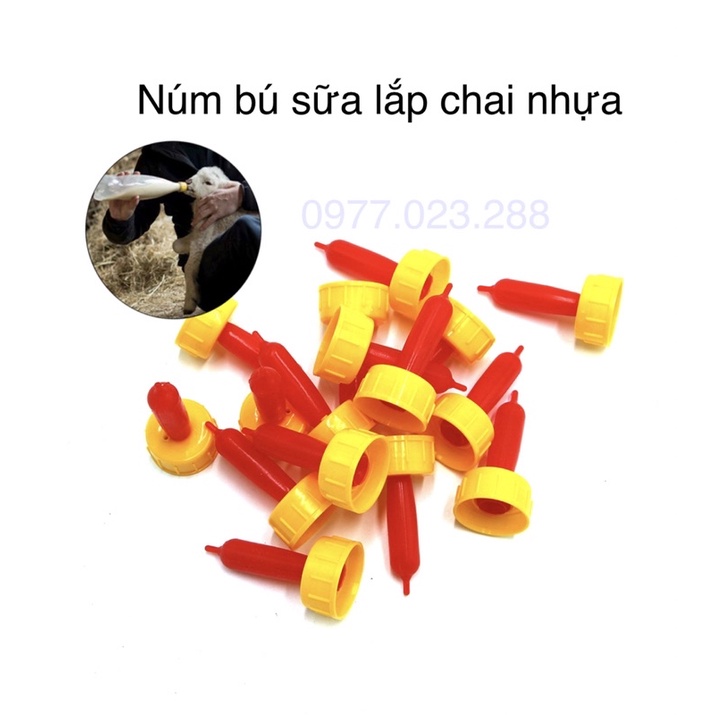Núm bú sữa silicone lắp chai nhựa cho dê cừu bê heo lợn chó mèo