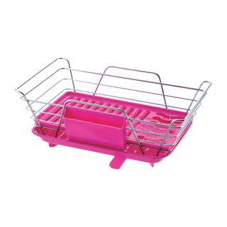 Giá úp bát đĩa kháng khuẩn có khay hứng nước Richell (Hồng)
