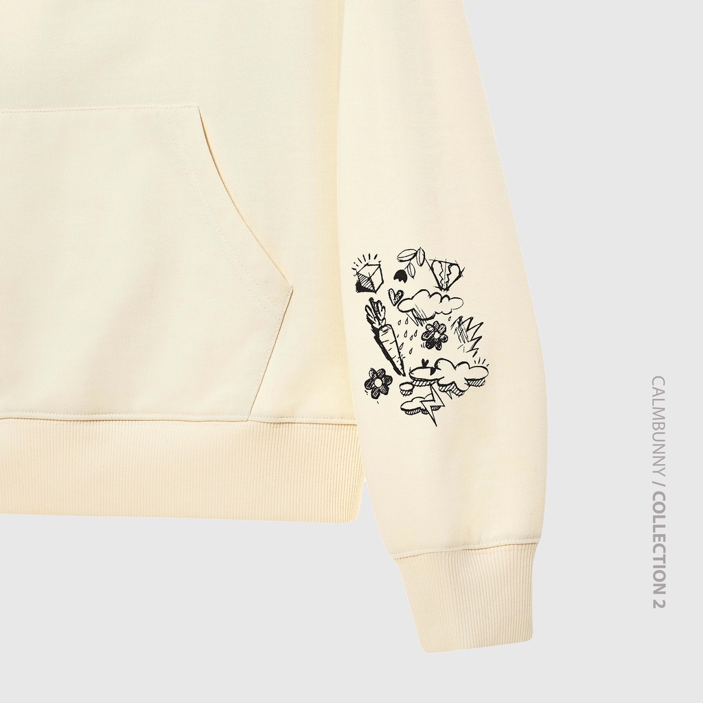 Áo hoodie tay dài CALMBUNNY khoác nam nữ đẹp form rộng kem BUTTER