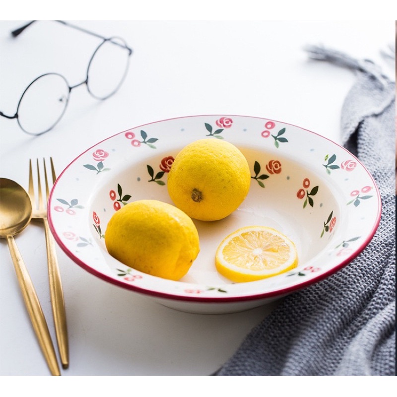 Đĩa nông lòng, đĩa sâu lòng - Bộ bát đĩa cherry cao cấp 🍒