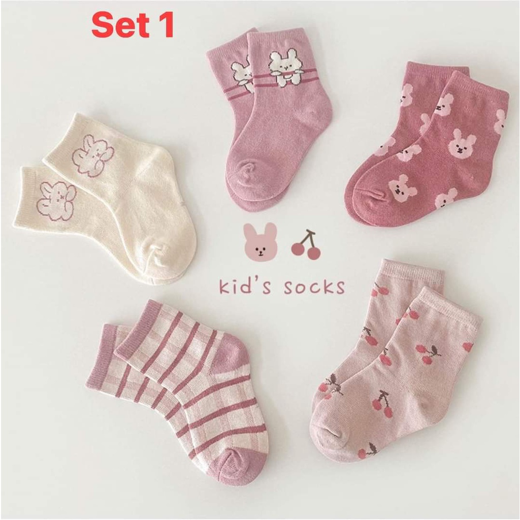 Set 5 đôi tất made in Korea giữ nhiệt ấm áp hoạ tiết đáng yêu cho bé từ 1,2,3,4,5,6,7,8 tuổi thời trang trẻ em BABYKOREA