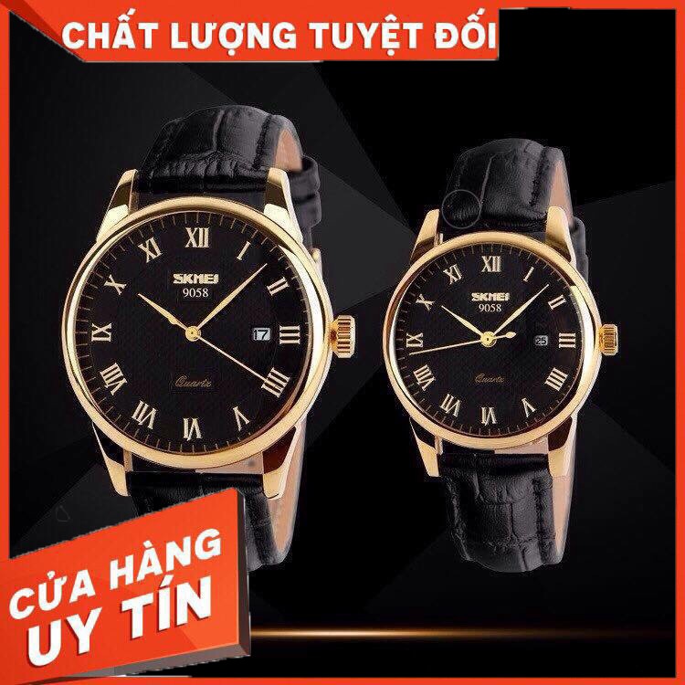 HÀNG CAO CẤP -  Đồng hồ cặp nam nữ SKMEI máy Nhật chính hãng mặt tròn dây  - Hàng Cao Cấp