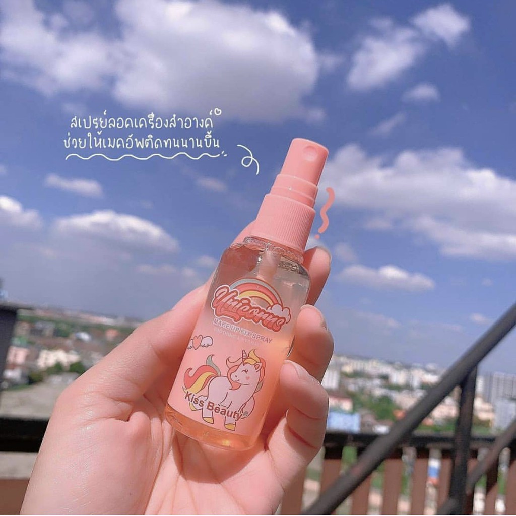 Bộ Meckup Fix Spray gồm Kem lót và xịt khoáng Kiss Beauty Unicorn cầu vồng | BigBuy360 - bigbuy360.vn