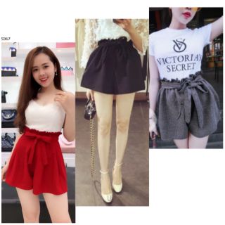 Quần Short Ống Rộng Giả Váy Thắt Nơ