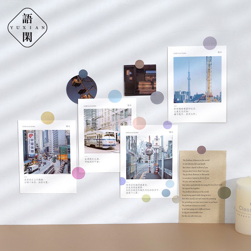 Set 10 tờ nhãn dán trang trí màu loang theo phong cách Nhật Bản