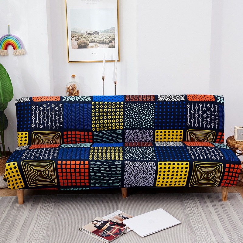 Vỏ Bọc Ghế Sofa Không Tay Vịn Co Giãn Thoáng Khí In Họa Tiết Độc Đáo