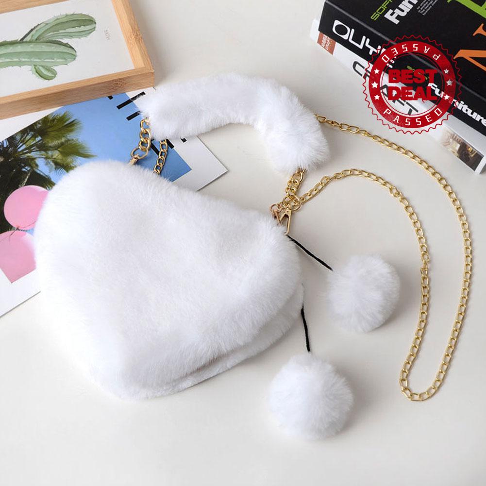 Túi xách lông thỏ hình trái tim C1A0 M9G9 U7N8 M3T4 S4E4 B5T4