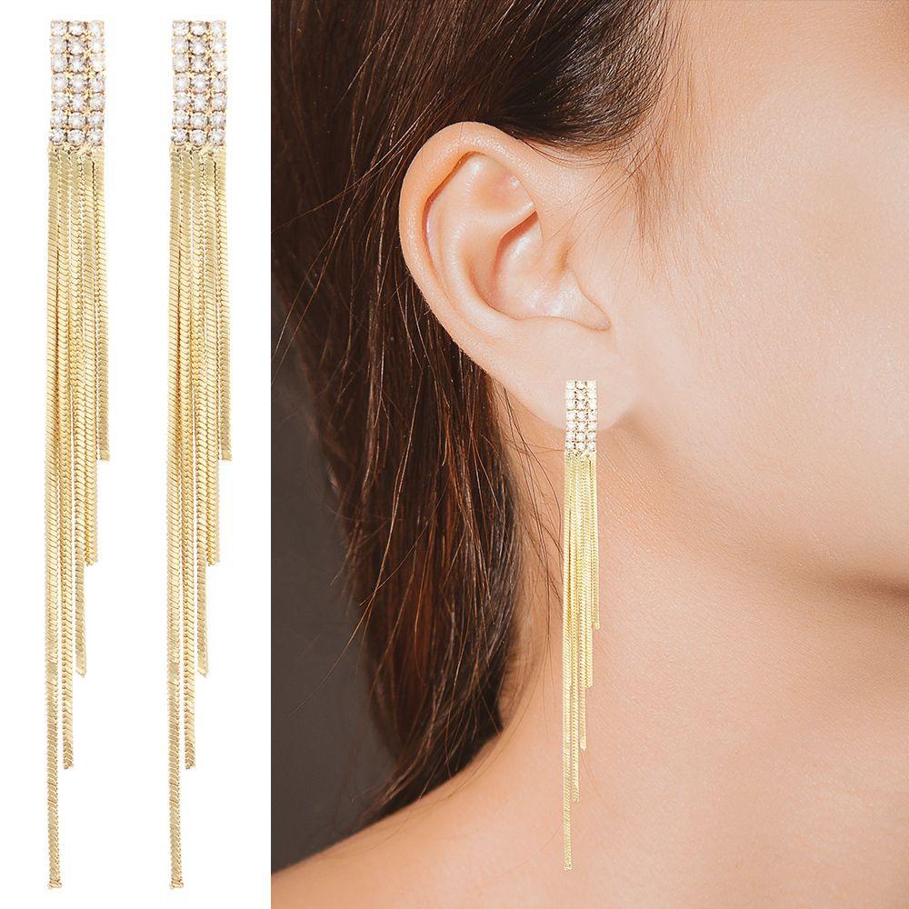 SUMU Bông Tai Đính Kim Cương Giả Hình Giọt Nước Đơn Giản Cho Cô Dâu