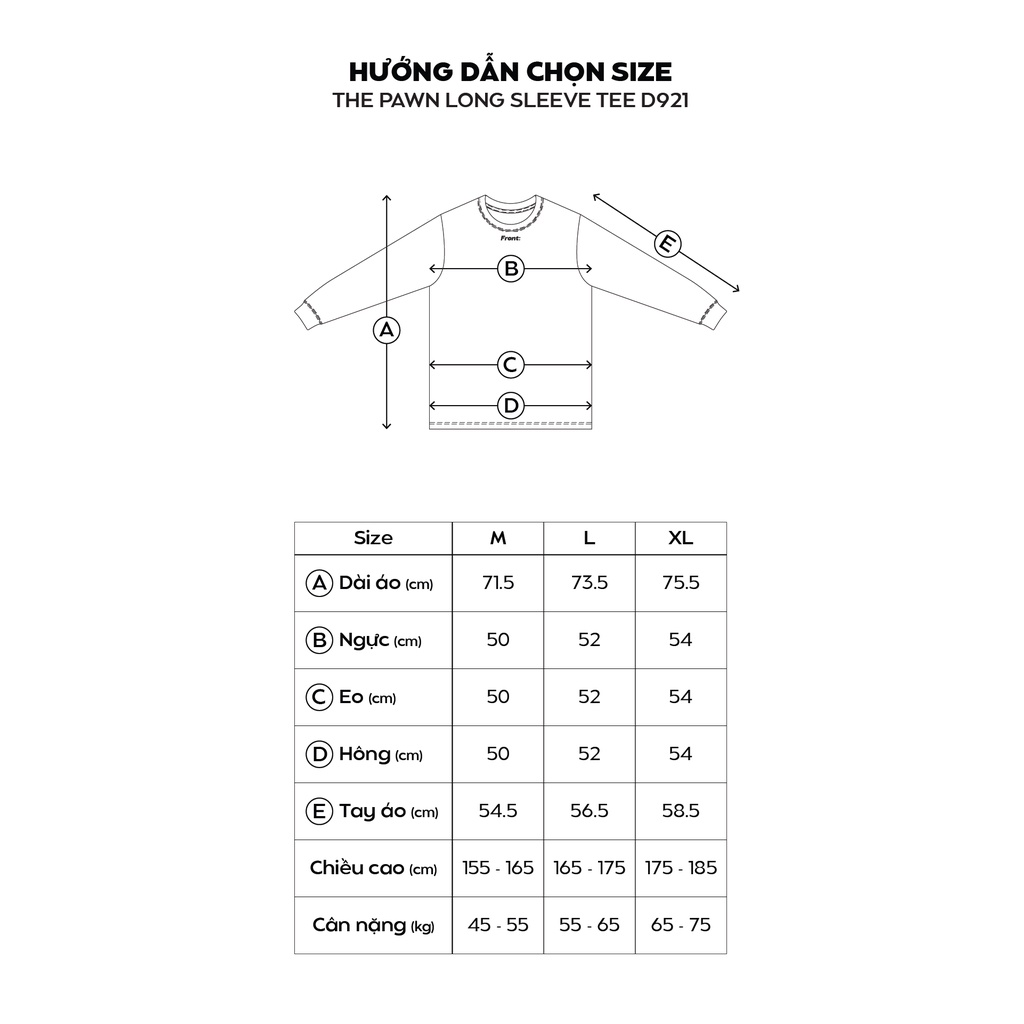 FRONT The Pawn Long Sleeve Tee D921 - BLACK ♟ Áo thun tay dài FRONT chất liệu Cotton màu đen