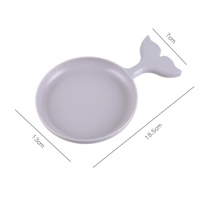 Đĩa đựng thức ăn vặt hình cá voi có tay cầm