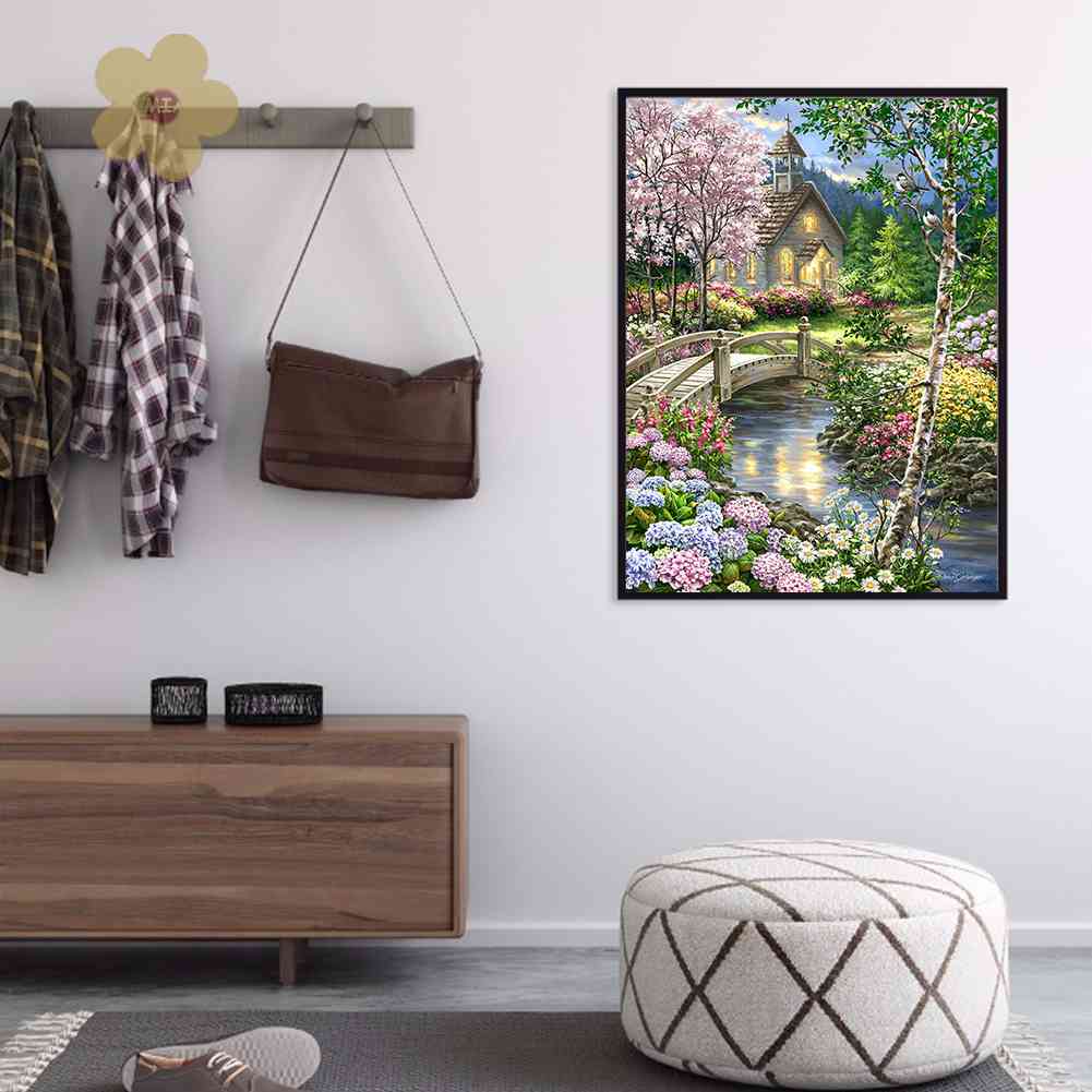 Bộ Tranh Đính Đá 5D Họa Tiết Cây Cầu Độc Đáo DIY Dùng Trang Trí Nhà Cửa
