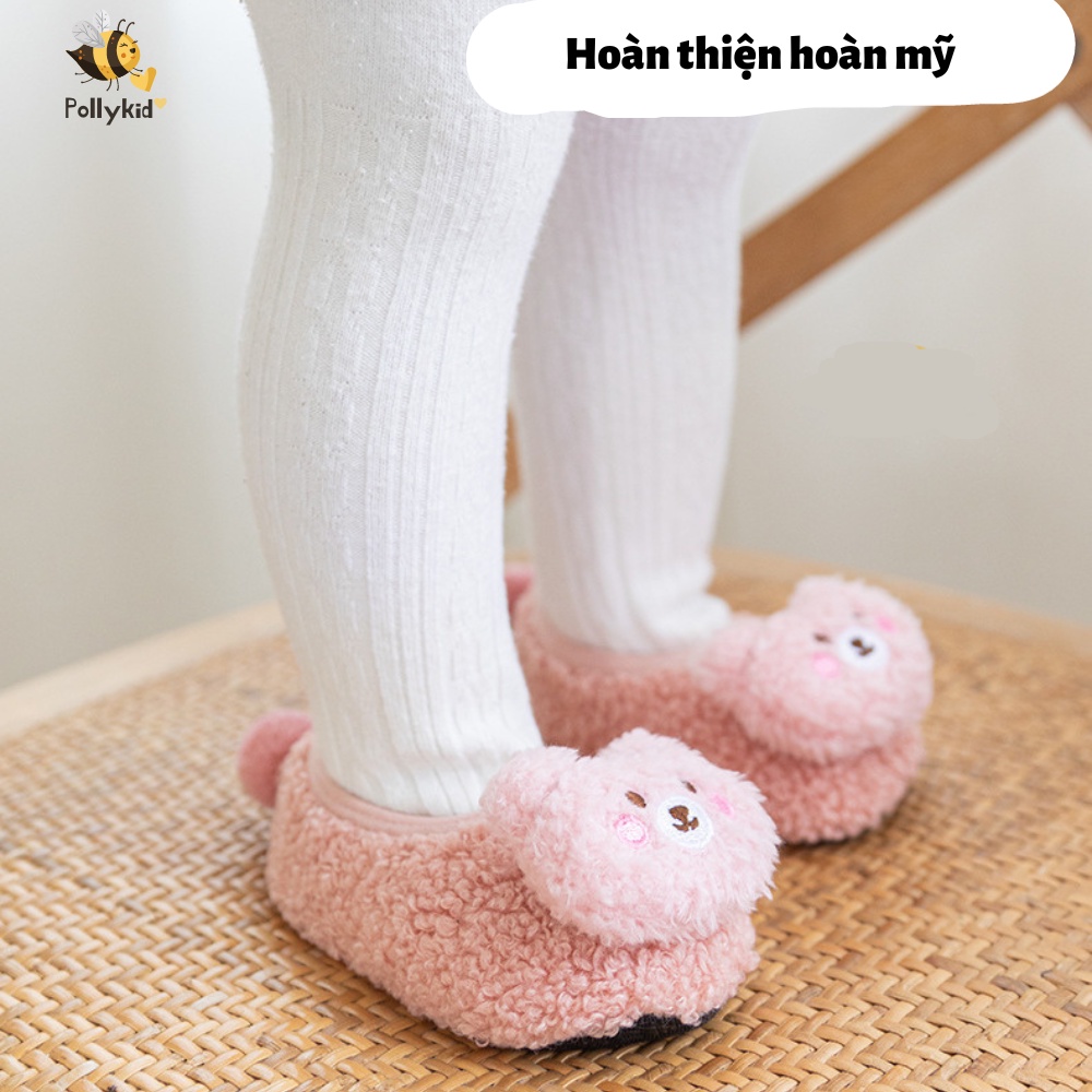 Giày tập đi lông cừu chống trượt hoạ tiết đáng yêu cho bé từ 0 - 30 tháng Polly Kid - SP240