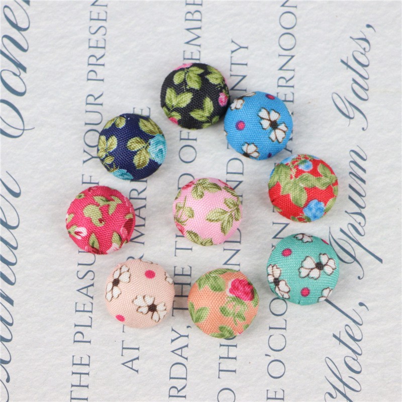 1,5cm nút vài,cúc bọc vải hoa nhí đẹp mắt phụ kiện tóc, handmade mũ nón