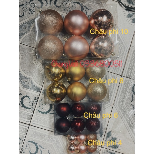 Set 6 quả châu trang trí cây thông Noel size 4,6,8,10