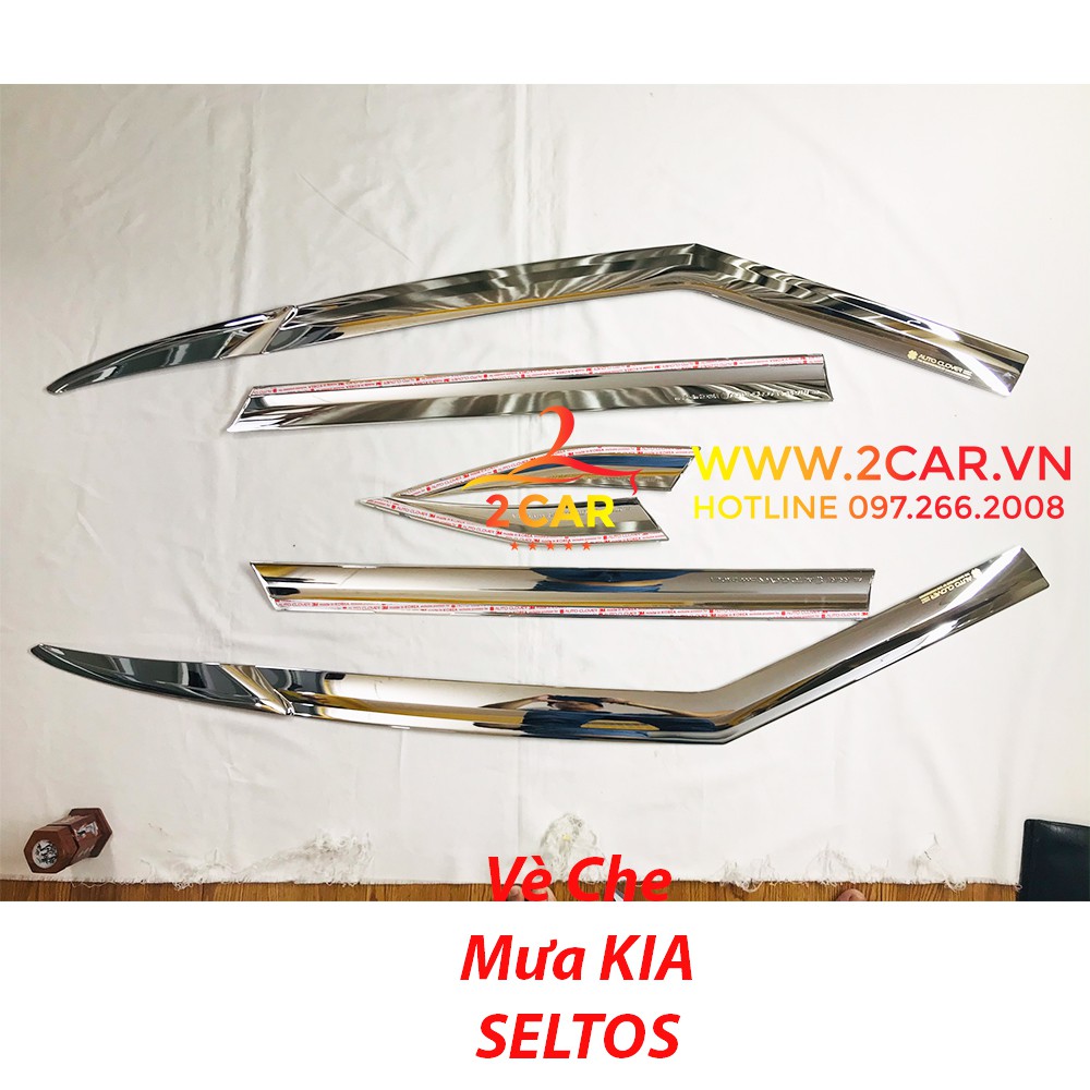 Vè che mưa xe Kia Seltos 2020- 2021 mạ crom Auto Clover, loại 6 chi tiết