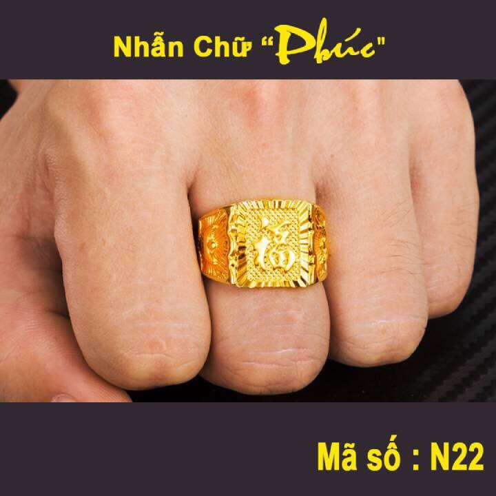 NHẪN THỜI TRANG XI MẠ VÀNG PHÚC LỘC THỌ N72 SIÊU ĐẸP