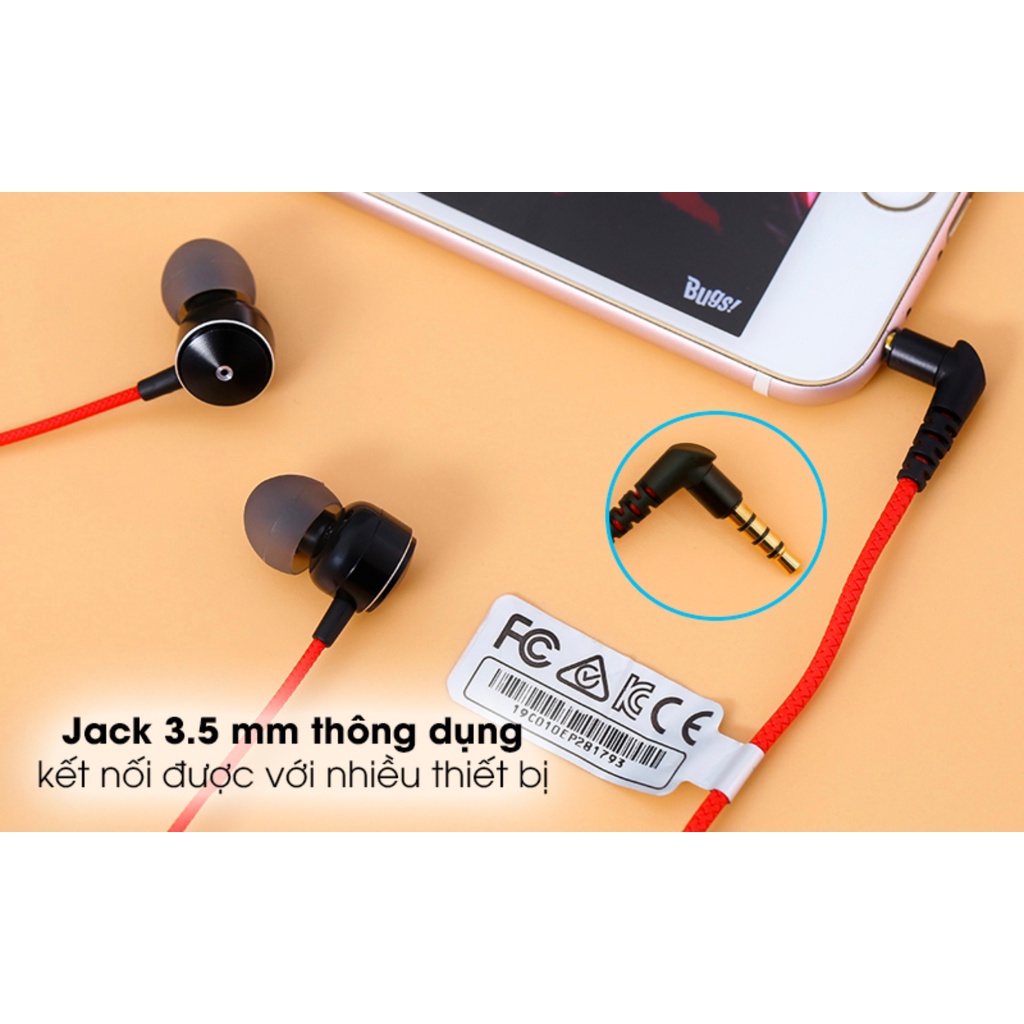Tai Nghe Rapoo EP28 Màu Đỏ Nhét Tai Sport Đàm Thoại - Bảo Hành 2 Năm 1 Đổi 1