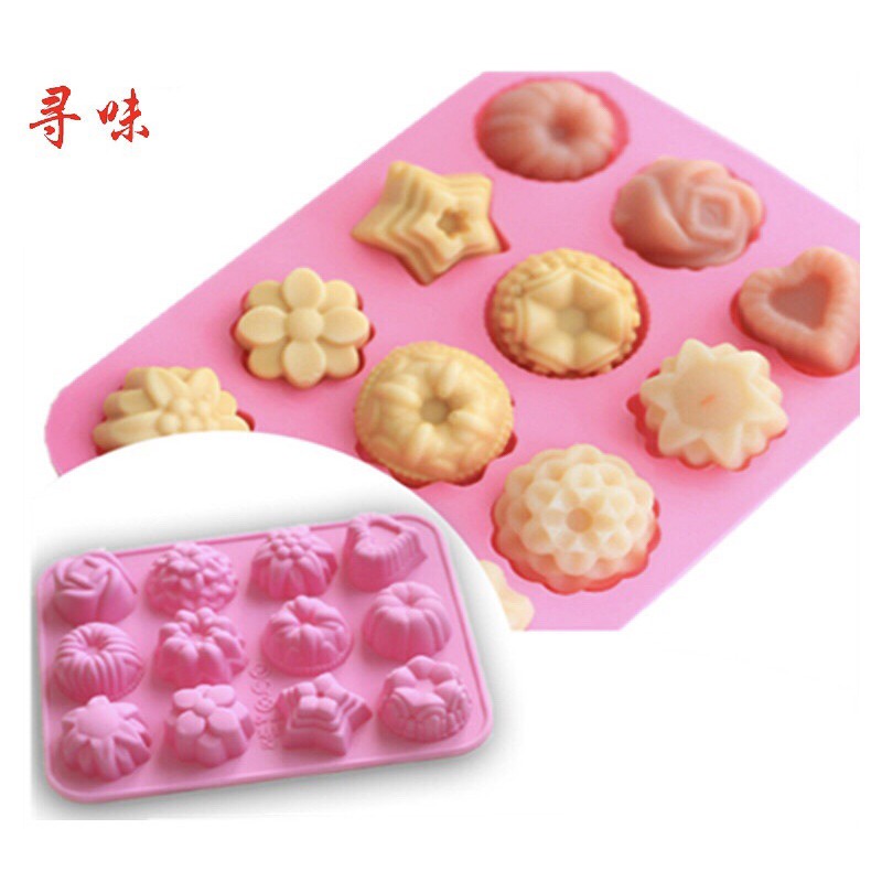 Khuôn Silicon 4D Đổ Socola/Thạch/Đá/Kẹochipchip/Pudding Hình 12 Hoa